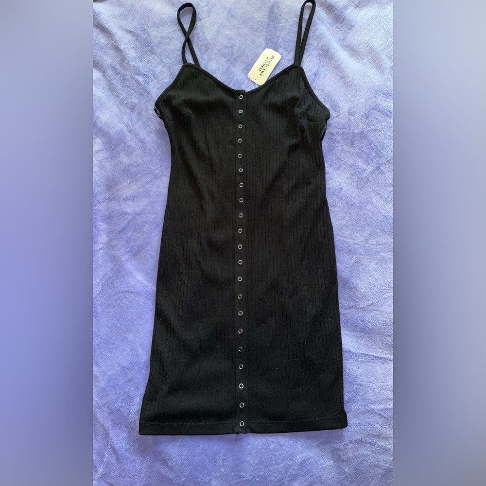 ribbed black button down dress